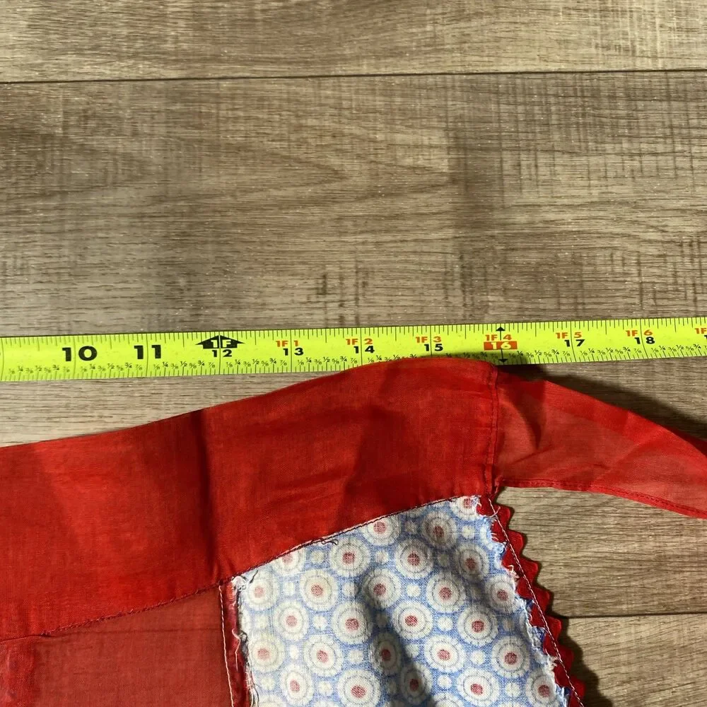 Red White Handmade Geometric Cotton Half Apron VTG Grannycore